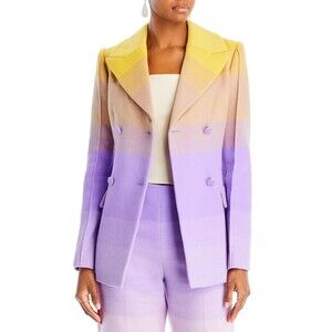 $5990 Oscar De La Renta Ombre Wool & Silk Double-Breasted Jacket Blazer Size 14
